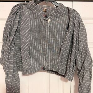 Cynthia Rowley Charcoal and White Striped Shirt